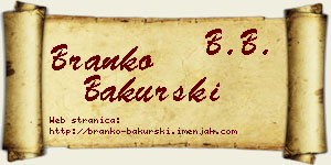 Branko Bakurski vizit kartica